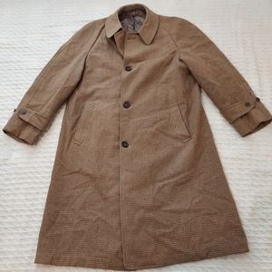 Vintage Houndstooth Wool Balmaacan Overcoat